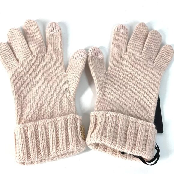 FENDI FXY574 logo Glove gloves wool Light pink/Beige Unused - Picture 2 of 8